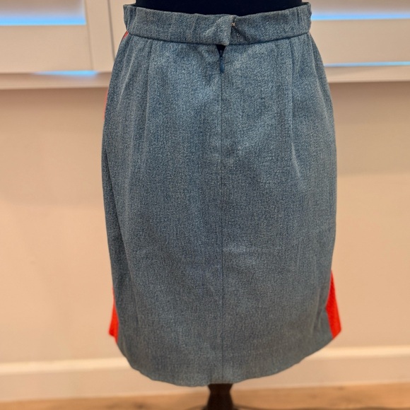 1991A Chane Hip Hp collection Denim Skirt w Pink Trim Fr 40 / US 4-6 - Picture 6 of 14